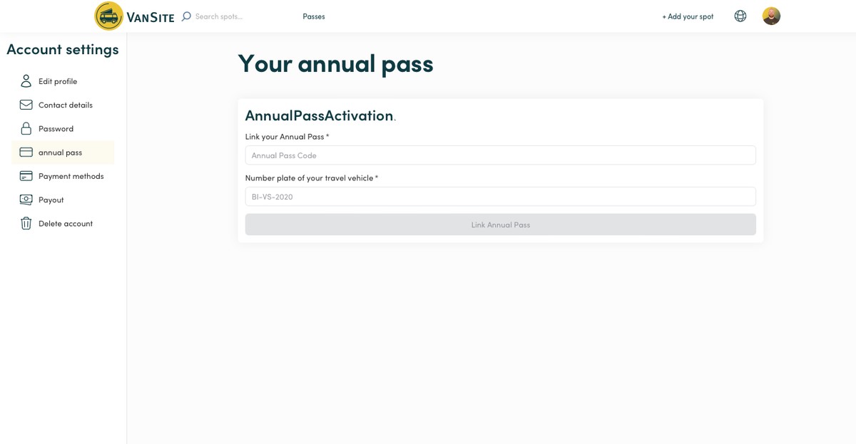 Activate annual pass (desktop version)