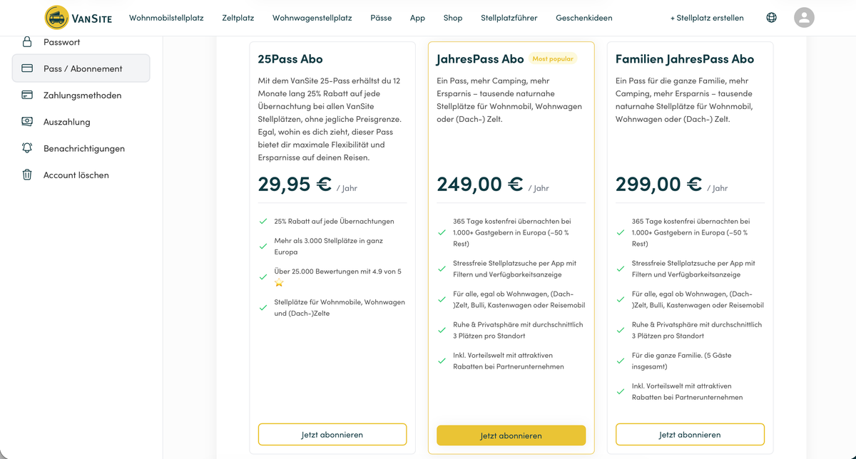 Jahrespass / 25Pass Abo einrichten (Desktop-Variante)