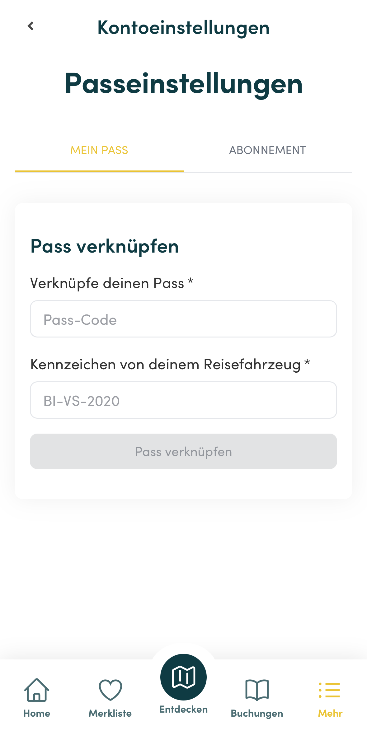 Bestehenden Jahrespass / 25Pass hinterlegen (Smartphone-Variante)